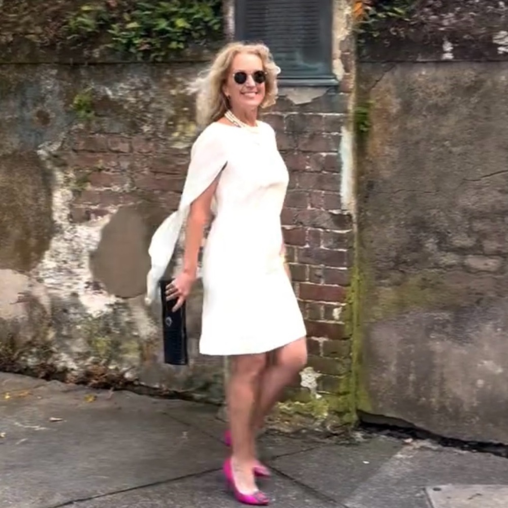 Vintage Ralph Lauren Elegant White Dress with Cape Accent